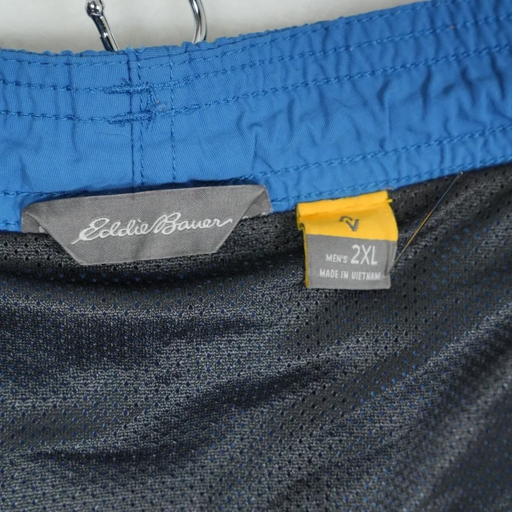Eddie Bauer Swim Trunk Shorts Men's 2XL XXL Blue Travex Drawstring‎ Zip Pocket